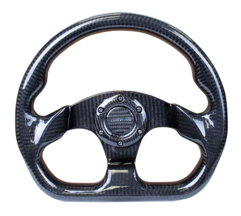 NRG — NRG Carbon Fiber Steering Wheel (320mm) Flat Bottom w/Shiny Black Carbon - view 1