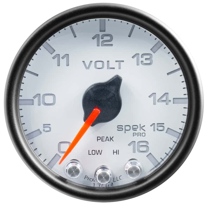 AutoMeter — Autometer Spek-Pro Gauge Voltmeter 2 1/16in 16V Stepper Motor W/Peak & Warn Wht/Blk
GA 2" VOLT WCB SPEK - view 4