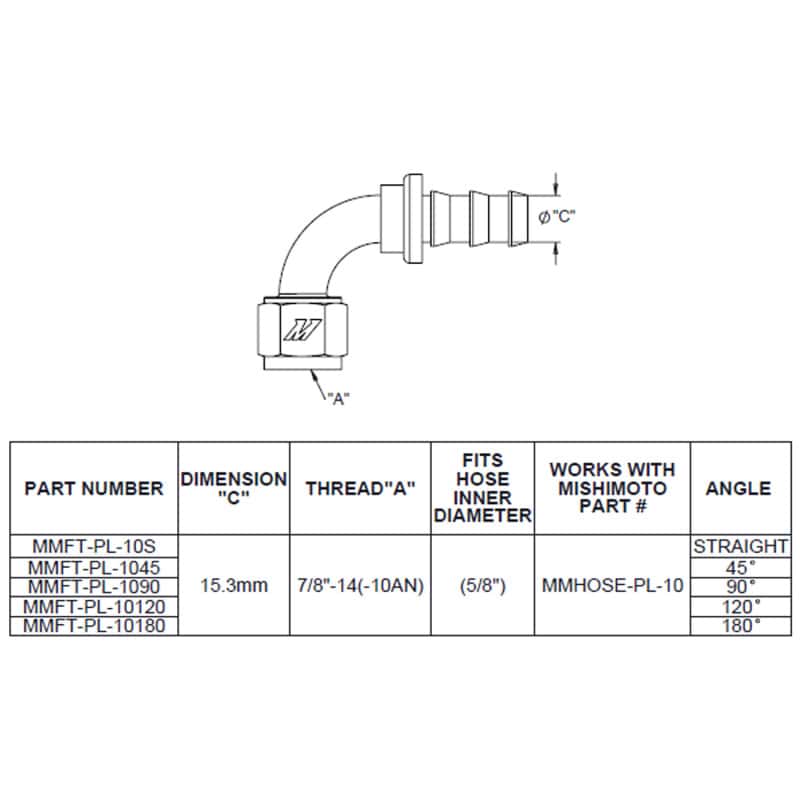 Mishimoto — Mishimoto 90 Degree Push Lock Fitting - 10AN
Hose Fitting - view 3