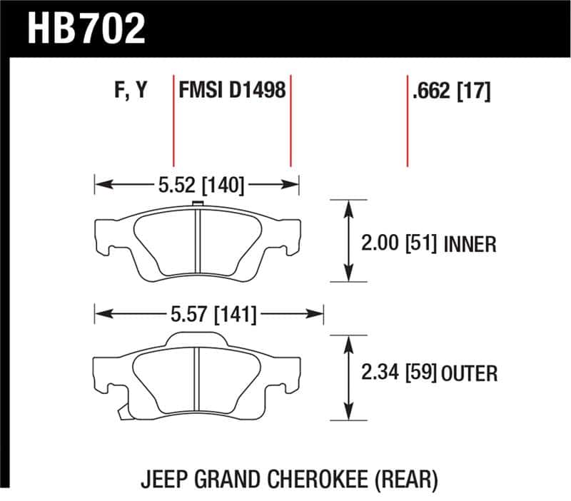 Hawk Performance — Hawk 11-12 Dodge Durango / 11-12 Jeep Grand Cherokee LTS Rear Street Brake Pads
Disc Brake Pad - view 1