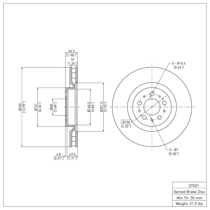 DFC — DFC 04-07 Volvo S60/V70 Front GeoSPEC Coated Rotor
DFC Brake Rotor - view 2