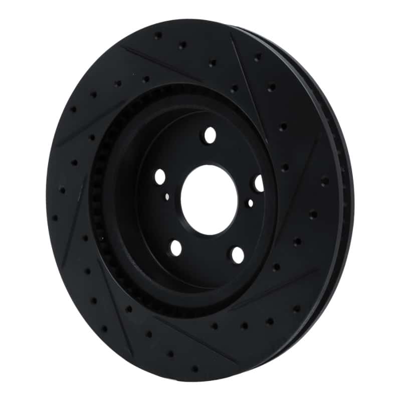 R1 Concepts — R1 18-25 Lexus UX300h Front Left Drilled & Slotted Black Brake Rotor - view 5