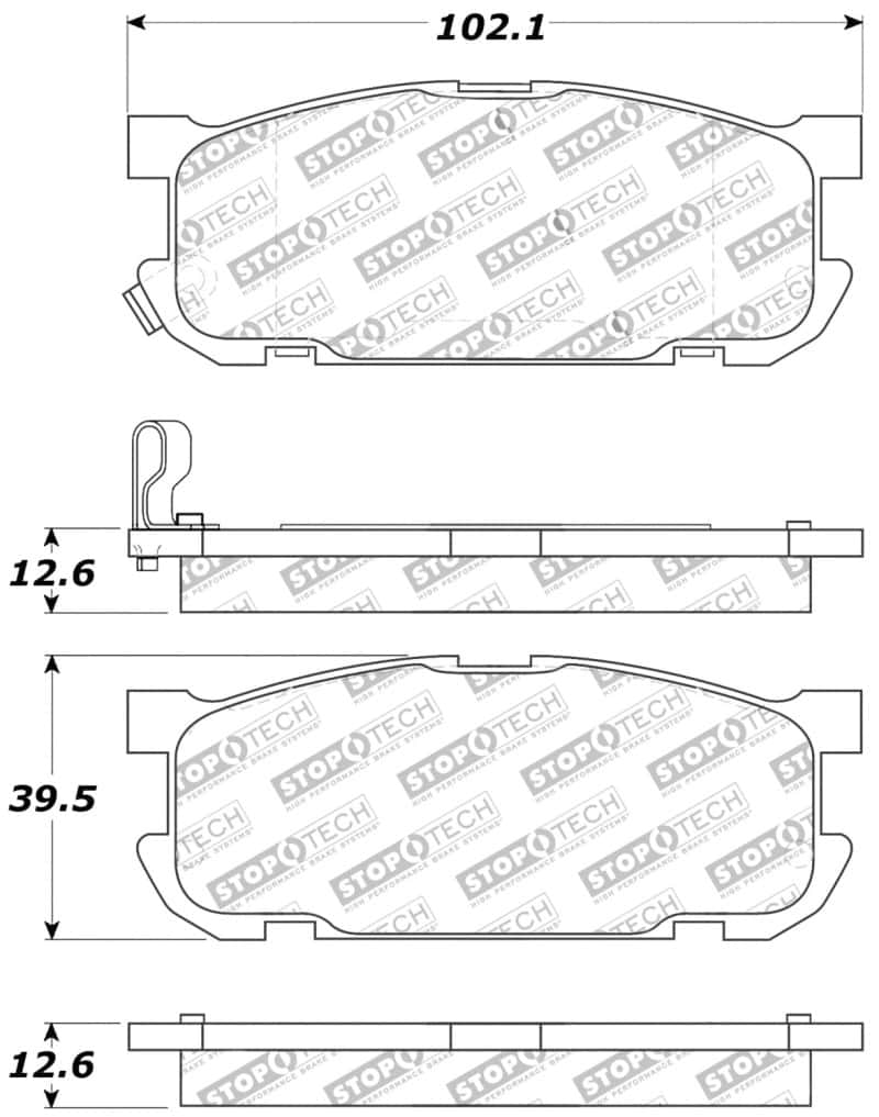 Stoptech — StopTech Performance 01-05 Miata w/ Sport Suspension Rear Brake Pads D891
Sprt Brk Pad W/Hdwr - view 2