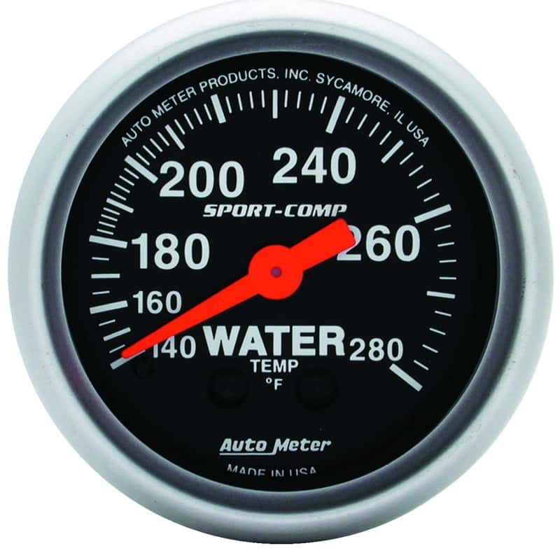 AutoMeter — Autometer 2-1/16in 140-280 Degree F Mechanical Water Temp Sport-Comp Gauge
2" WATER TEMP, 140-2 - view 1