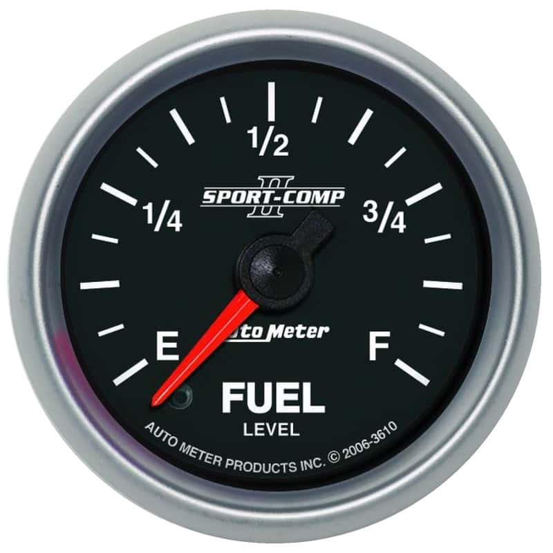AutoMeter — Autometer Sport-Comp II 52mm 0-280 ohms Programmable Electronic Fuel Level Gauge
2-1/16" FUEL LEVEL, - view 1