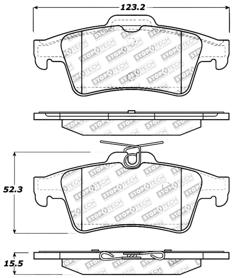 Stoptech — StopTech Performance 07-09 Mazdaspeed3 / 06-07 Mazdaspeed6 / 06-07 Mazda3 Rear Brake Pads
Sprt Brk Pad W/Hdwr - view 2