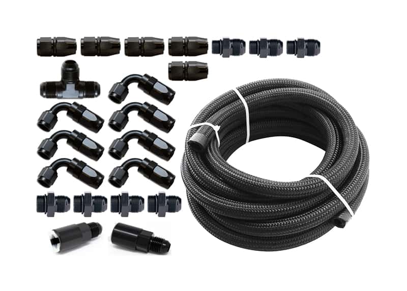 Torque Solution — Torque Solution Braided Fuel Line Kit for -6 Aeromotive FPR: Subaru WRX 02-14 / Subaru STI 07-18 - view 1