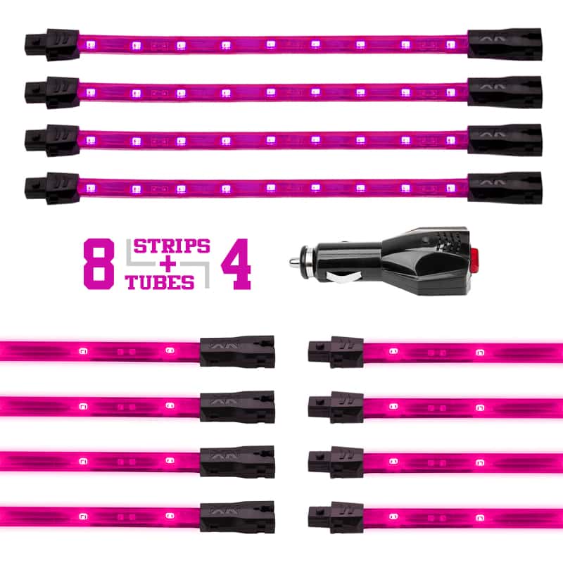 XKGLOW — XK Glow Strip Single Color Underglow LED Accent Light Car/Truck Kit Pink - 8x24In Tube Car + 4x8In - view 2
