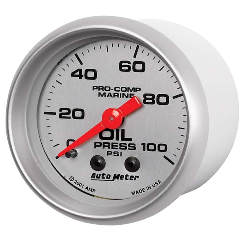 AutoMeter — Autometer Marine Silver Oil Pressure 2 1/16in 100 psi Mechanical Gauge
GA 2" OP 100PSI M MS - view 5