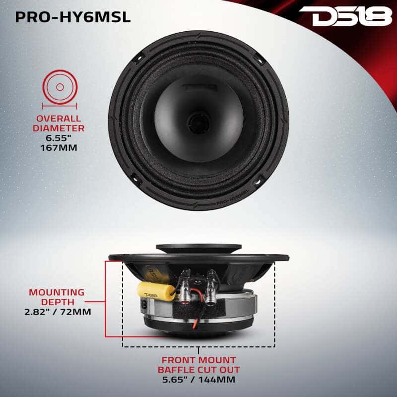 DS18 — DS18 6.5in 150 Watts RMS 8 ohm Mid-Range Loudspeaker Shallow Grill Included - view 3