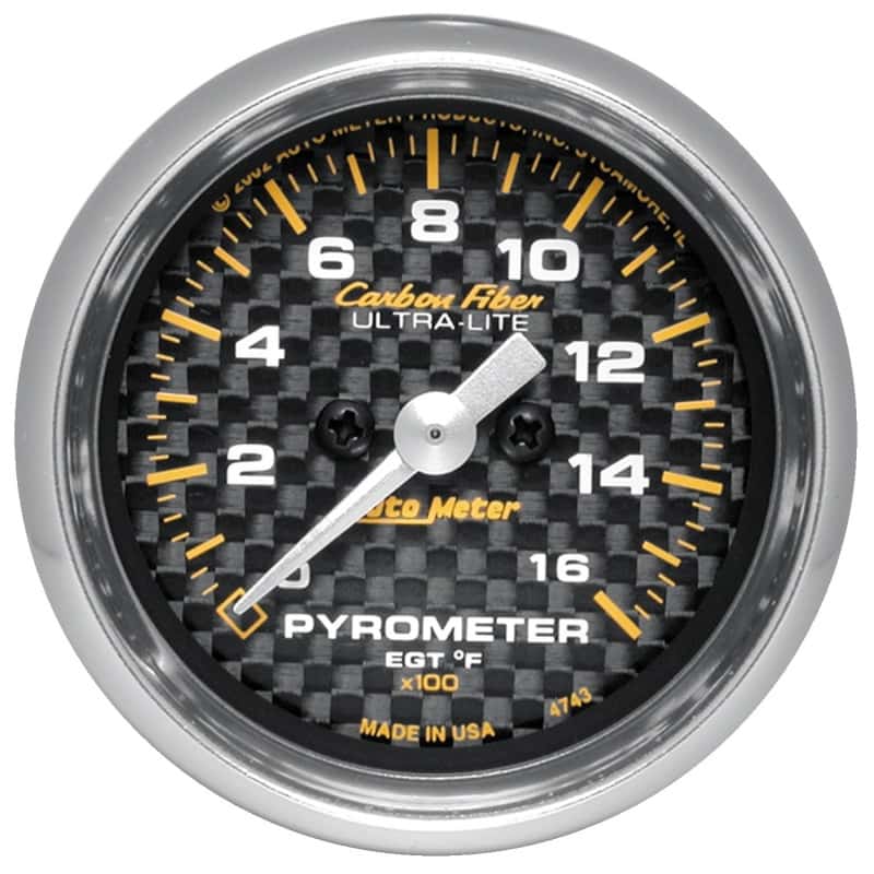 AutoMeter — Autometer Carbon Fiber 52mm 1600 Deg F Electronic EGT Gauge Kit
GA 2" EGT 1.6K F CF - view 1
