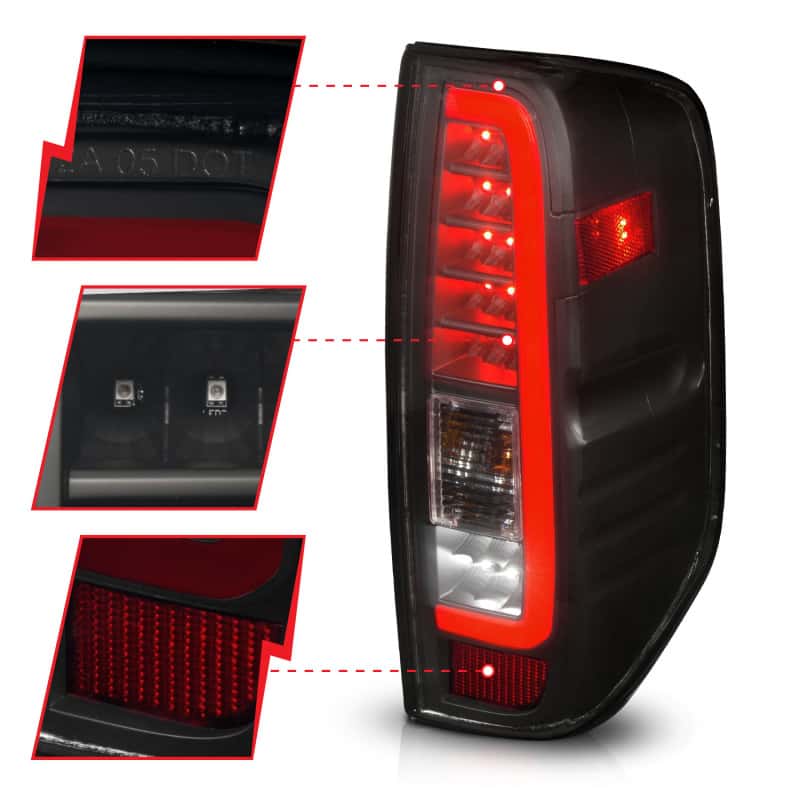 ANZO — ANZO 2005-2021 Nissan Frontier LED Taillights Black Housing/Smoke Lens - view 4