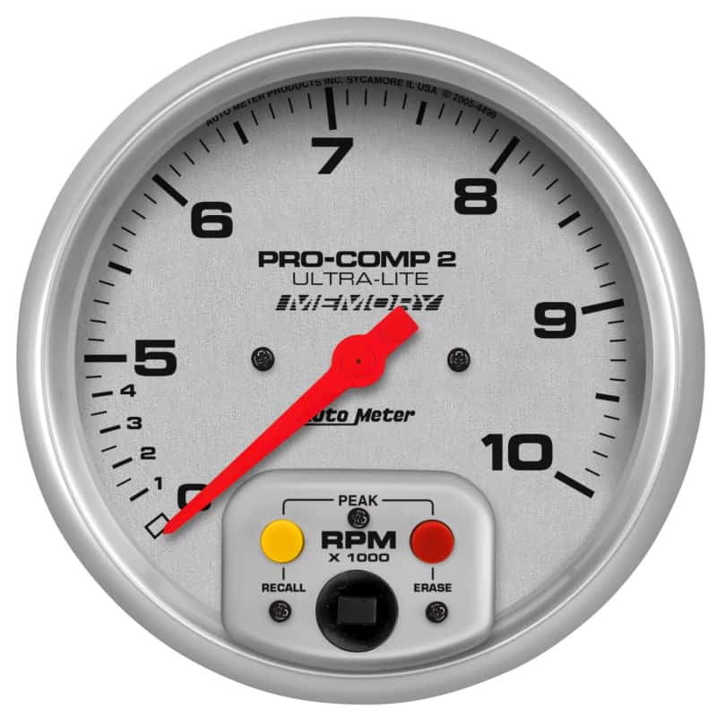 AutoMeter — Autometer Ultra-Lite 5 inch 10K RPM In Dash Dual Range w/ Memory Tachometer
5" TACH, 10,000 RPM, - view 1
