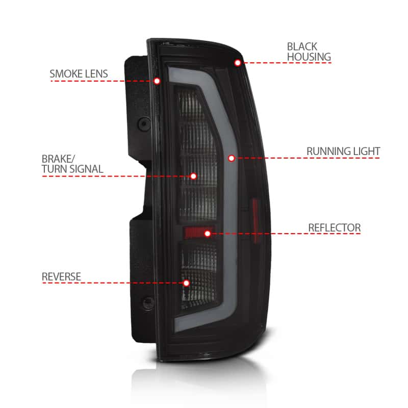 ANZO — Anzo 07-14 Chevrolet Suburban / 07-14 GMC Yukon Black Full LED Tail Light Plank Style w/ Smoke Lens
Tail Light Set - view 4