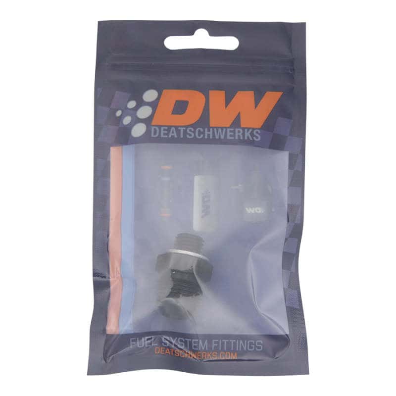 DeatschWerks — DeatschWerks 8AN Male Flare to M12 X 1.5 Male Metric Adapter (Incl Washer) - Anodized Matte Black
Lines & Fittings - view 2