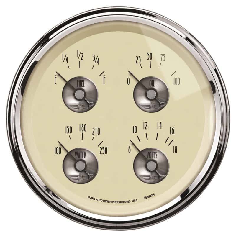 AutoMeter — AutoMeter Gauge Quad 5in. 0 Ohm(e) to 90 Ohm(f) Elec Prestige Antique. Ivory
5" QUAD GAUGE, 0-90 - view 3