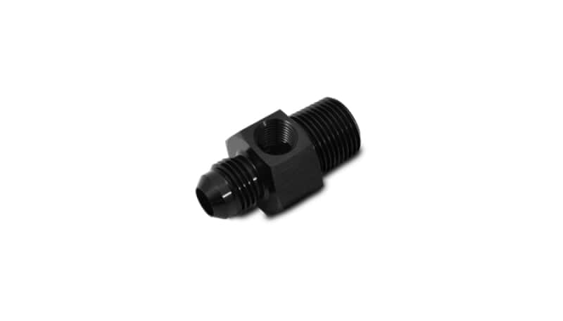 Vibrant — Vibrant -6AN Male to 3/8in NPT Male Union Adapter Fitting w/ 1/8in NPT Port
6ANM-3/8MW1/8"NPTPrt
-6ANMal-3/8"NPT/Port
AN Fitting - view 3