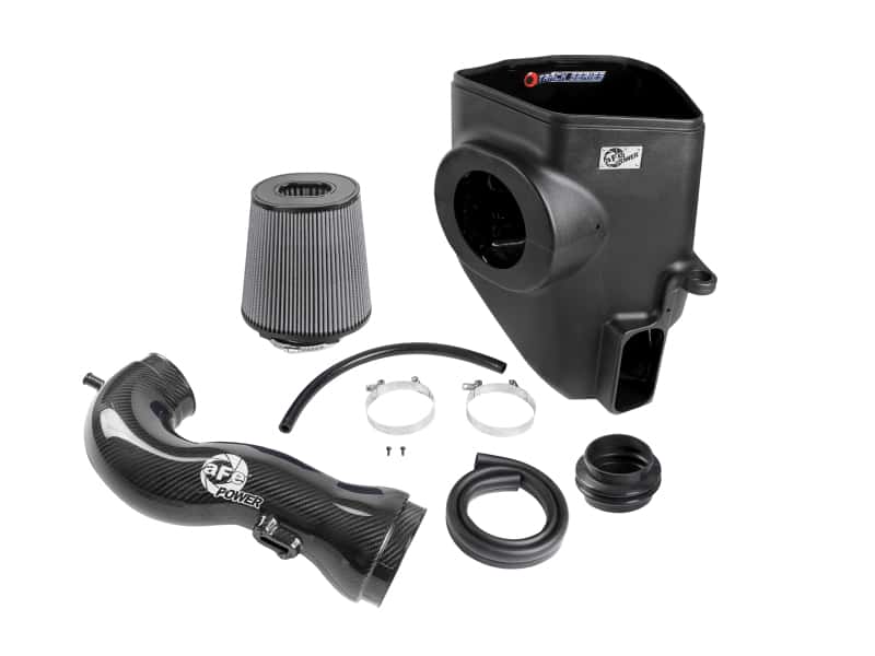 aFe — aFe 19-21 GM Trucks 5.3L/6.2L Track Series Carbon Fiber Cold Air Intake System W/ Pro Dry S Filters
Track Series Intake  - view 4