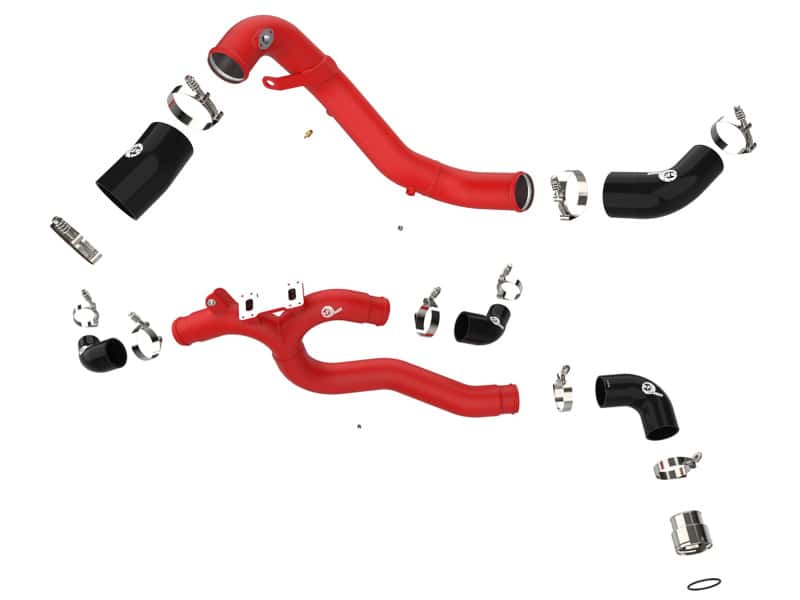 aFe — AFE 18-21 Kia Stinger V6-3.3L BladeRunner Alum Hot/Cold Charge Pipe Kit Red
Charge Pipe Kit - view 3