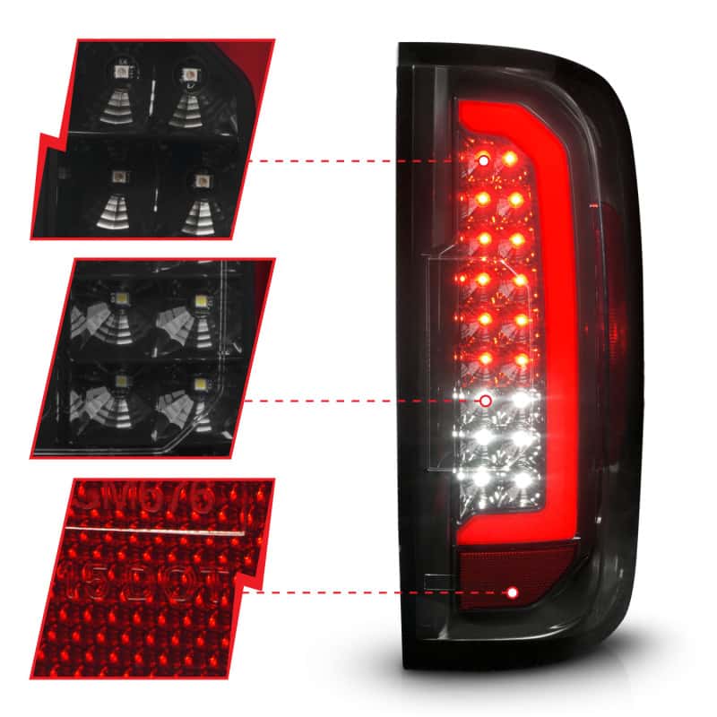 ANZO — ANZO 15-21 GMC Canyon Full LED Tail Lights w/ Red Lightbar Black Housing Smoke Lens
Tail Light Set - view 10