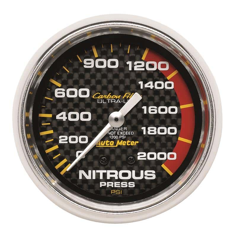 AutoMeter — Autometer Carbon Fiber 66.7mm Mechanical 0-2000 PSI Nitrous Press Gauge
GA 2.6" N2O MECH C2 - view 2