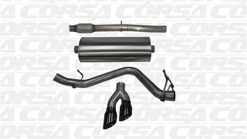 CORSA Performance — Corsa 14-19 GMC Sierra/Chevy Silv 1500 Crew Cab/Std. Bed 5.3L V8 Black Sport Single Side CB Exhaust
Exhaust - view 3