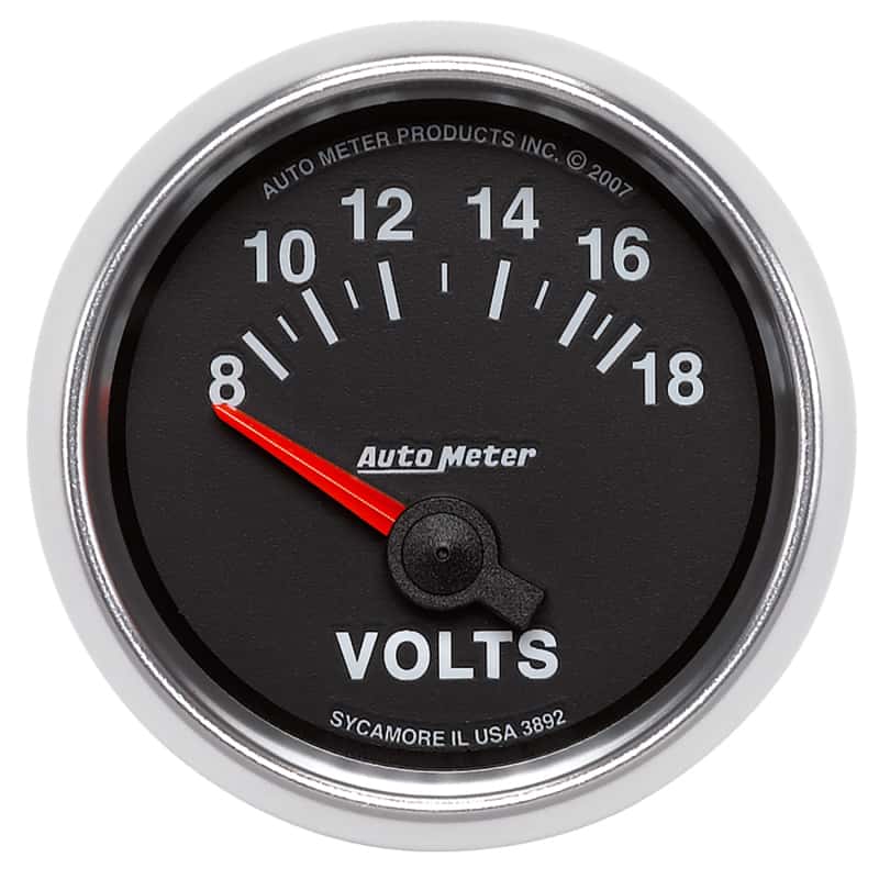 AutoMeter — Autometer GS 52mm 8-18 Volts Short Sweep Electronic Voltmeter Gauge
2-1/16" VOLTMETER, 8 - view 1