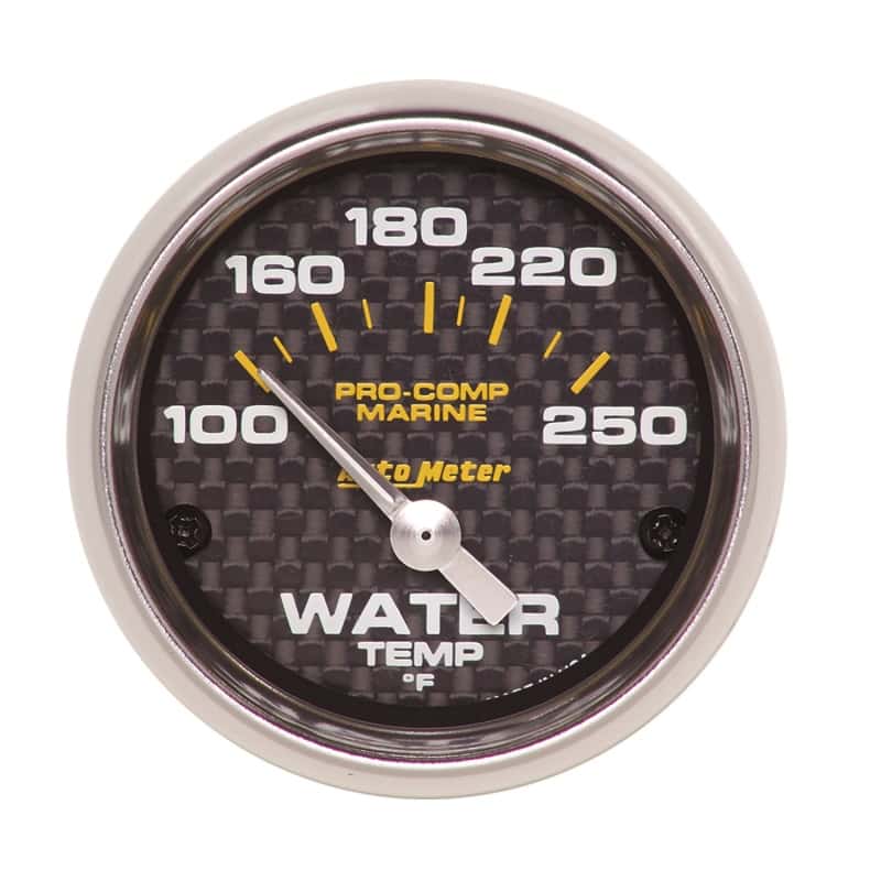AutoMeter — Autometer Marine Carbon Fiber Ultra-Lite 2-1/16in 100-250 Degrees Electric Water Temperature Gauge
GA 2" WT 250F E MCF - view 2