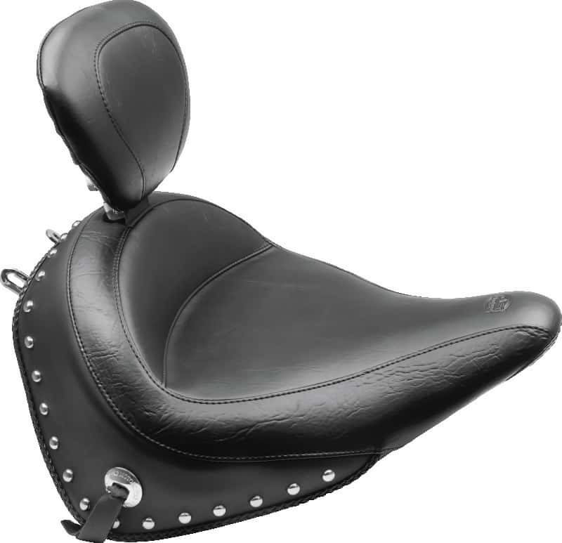 Mustang Motorcycle — Mustang 00-15 Harley Softail Std Rear Tire Wide Touring Solo Seat w/Driver Backrest Studs- Black - view 2