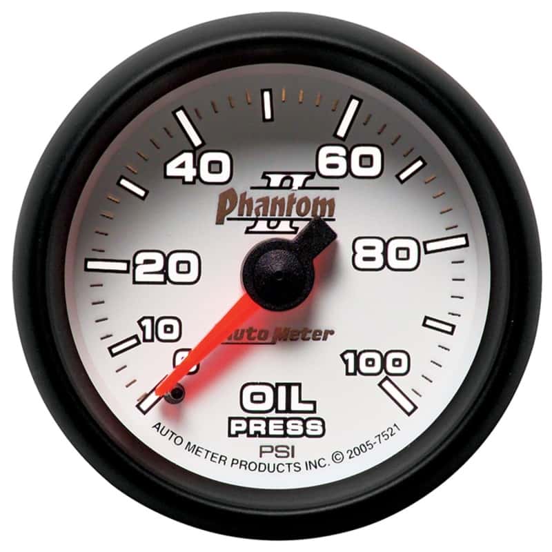 AutoMeter — Autometer Phantom II 52.4mm Mechanical 0-100psi Oil Pressure Gauge
2-1/16" OIL PRESS, 0 - view 4