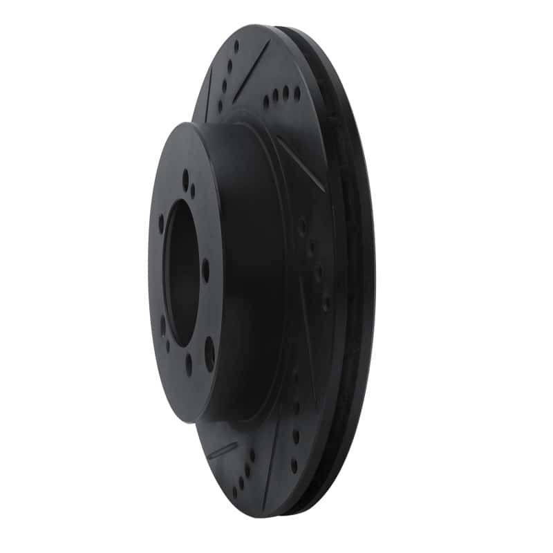 R1 Concepts — R1 03-06 Mitsubishi Lancer Rear Left Drilled & Slotted Black Brake Rotor
R1 Brake Rotor Drill - view 2