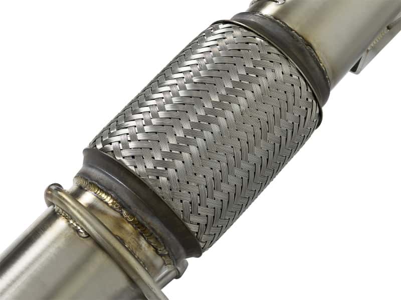 aFe — aFe Twisted Steel 3in. 304 SS Catted Series Downpipe 16-18 Ford Focus RS I4-2.3L (t)
Stainless Downpipe - view 2