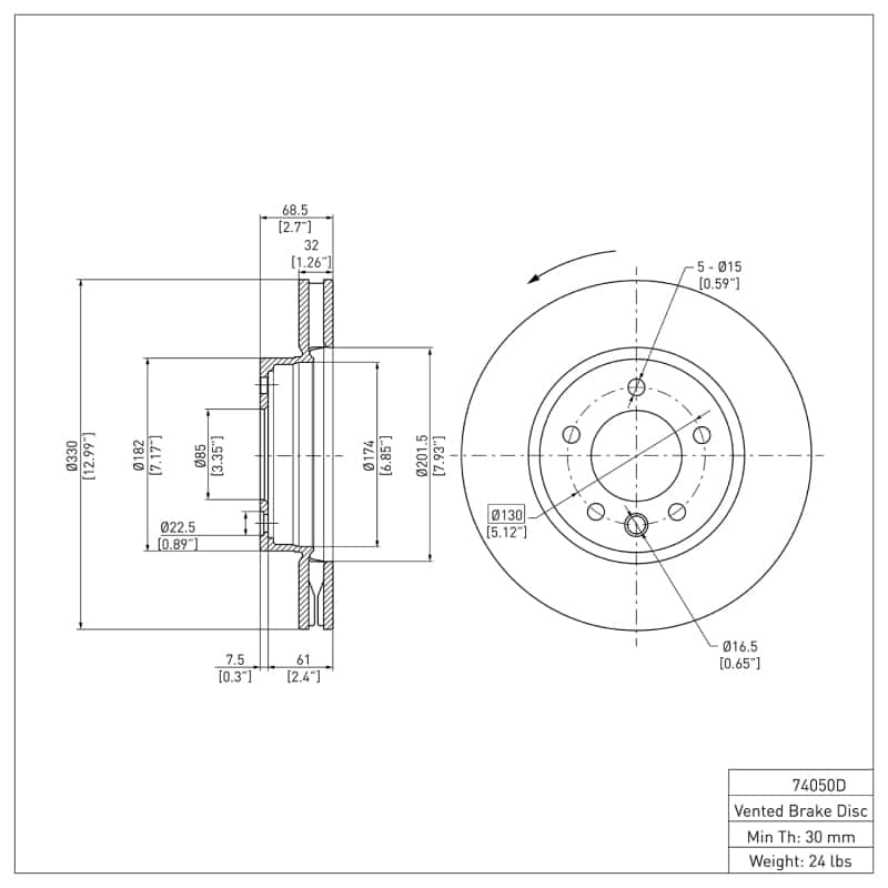 DFC — DFC 03-18 Porsche Cayenne Left Front GeoSPEC Coated Rotor
DFC Brake Rotor - view 6