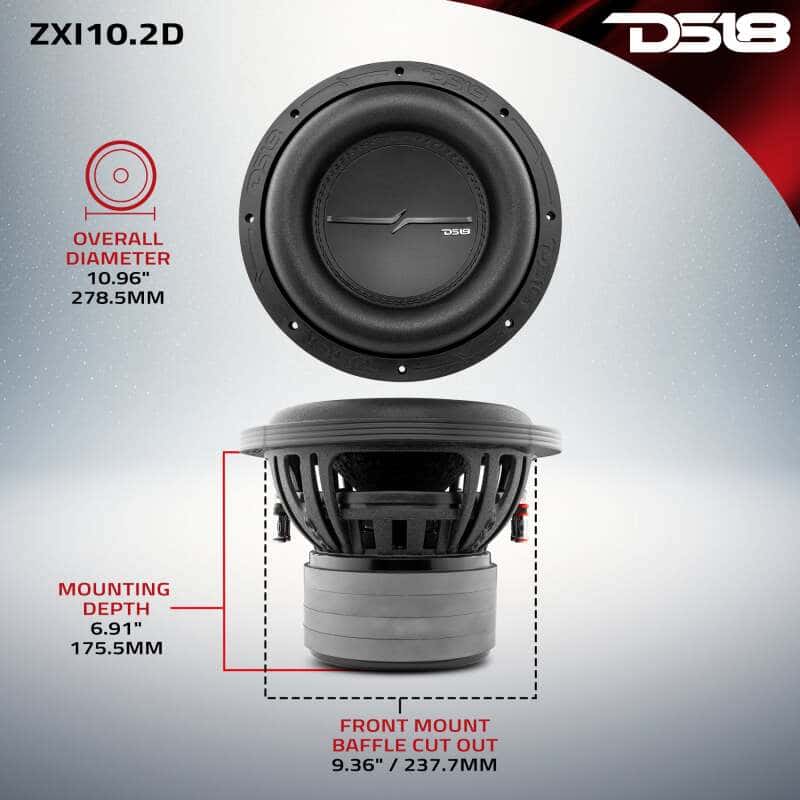 DS18 — DS18 10in 800 Watts RMS 2 ohm DVC High Excursion Subwoofer - view 3