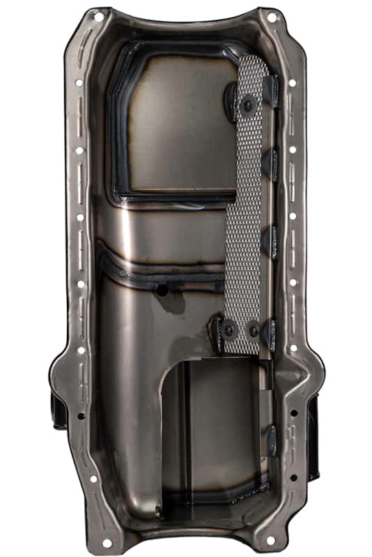 Moroso — Moroso 86-Up Chevrolet SBC (w/Passenger Side Dipstick) Wet Sump 5.5qt 7.5in Steel Oil Pan - Black - view 2