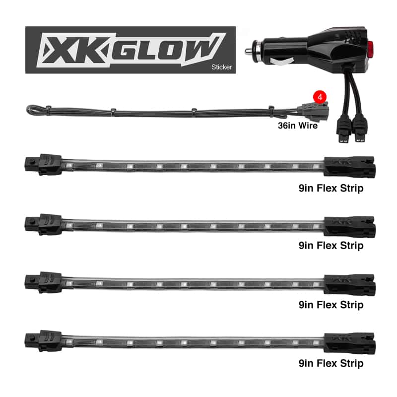 XKGLOW — XK Glow Strip Single Color XKGLOW UnderglowLED Accent Light Car/Truck Kit Light Blue - 4x8In - view 3