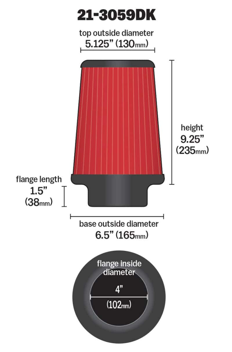 AEM Induction — AEM 4 in x 9 in x 1 in Dryflow Element Filter
AEM DryFlow Air Filt - view 3