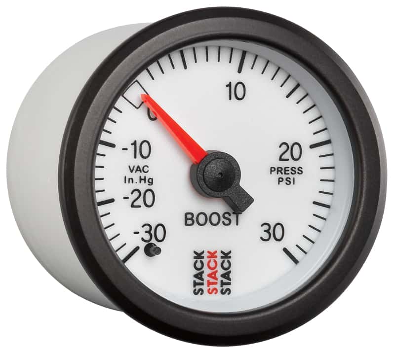 AutoMeter — Autometer Stack 52mm -30INHG to +30 PSI (Incl T-Fitting) Mechanical Boost Pressure Gauge - White
Ga Bst Mech Wt 30psi - view 5