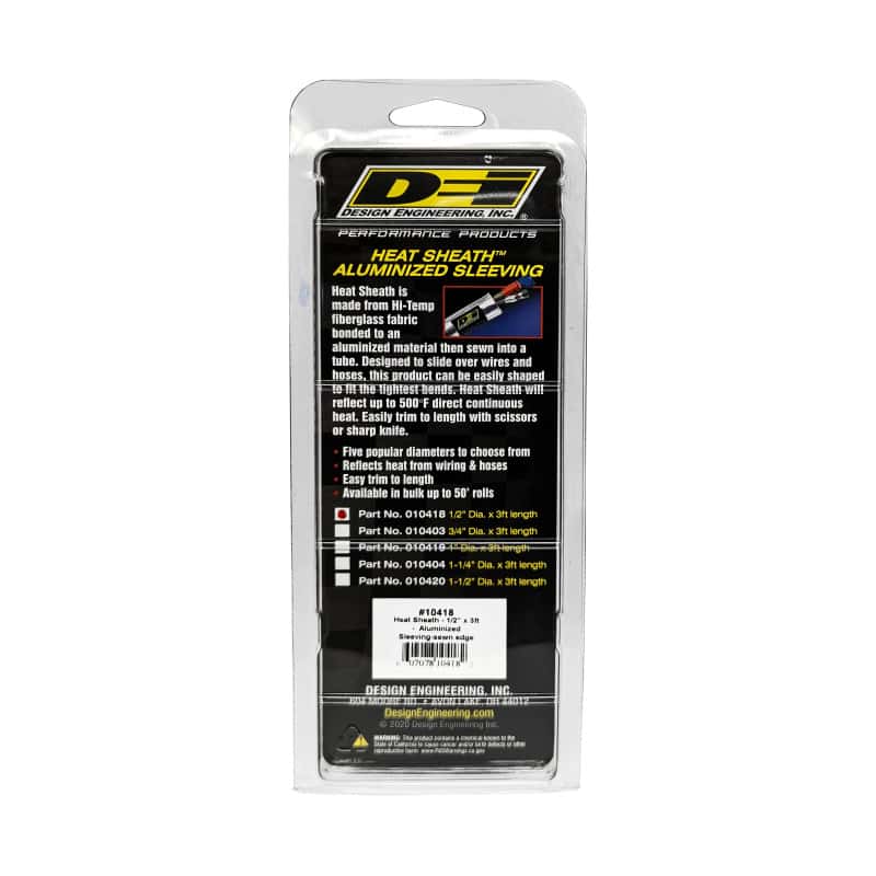 DEI — DEI Heat Sheath 1/2in I.D. x 3ft - Aluminized Sleeving - Sewn Edge
Heat Shield Sleeve - view 5