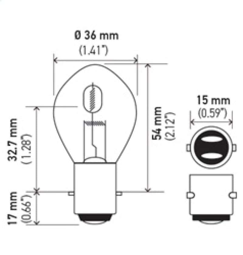 Hella — Hella Bulb 6235 12V 35/35W Ba20D B11 S2
6235 Incan Bulb - view 6