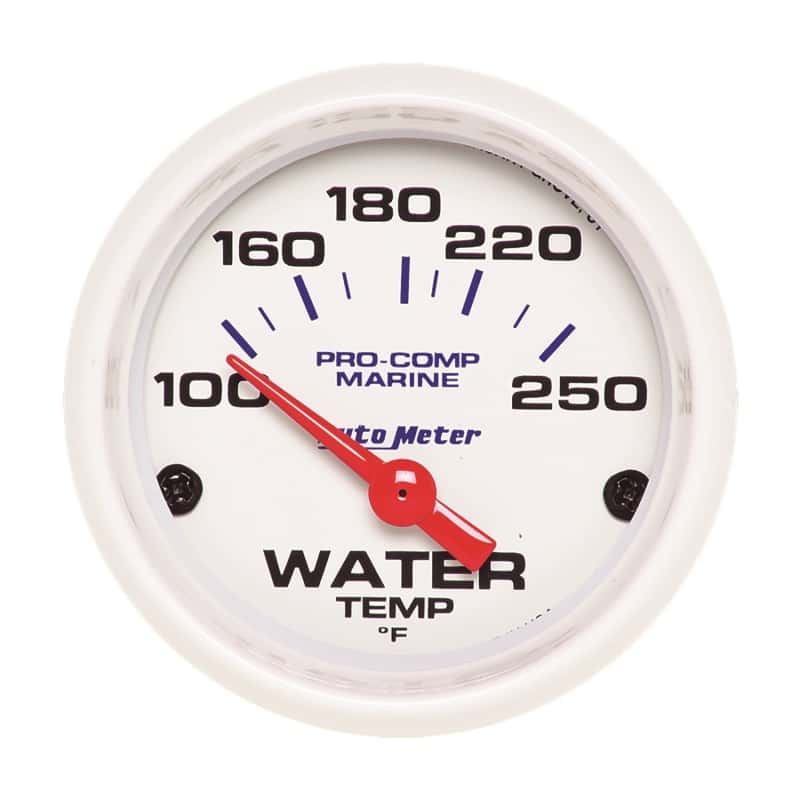 AutoMeter — Autometer Marine White Gauge 2-1/16in Electric Water Temperature Gauge 100-250 Deg F
GA 2" WT 250F E MW - view 1