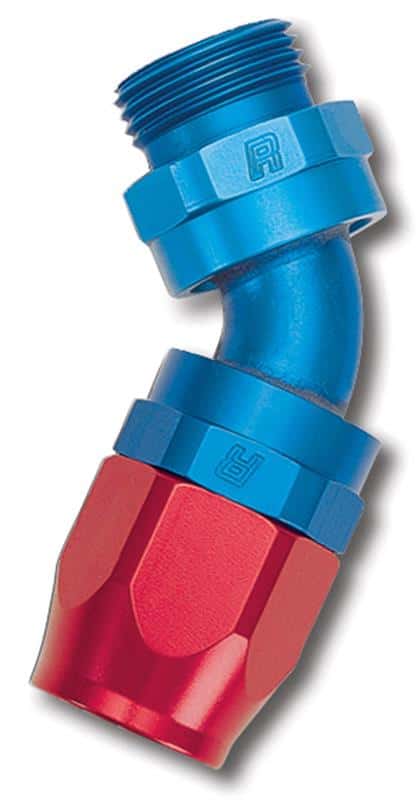 Russell — Russell Performance -10 AN Red/Blue 45 Degree Swivel Dry Sump Hose End (-8 Port 3/4in-16 Thread)
Hose Fitting - view 3