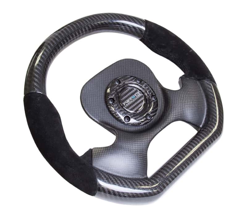 NRG — NRG Carbon Fiber Steering Wheel (320mm) CF Center Plate & Two-Tone Carbon w/Suede Trim Handles - view 2