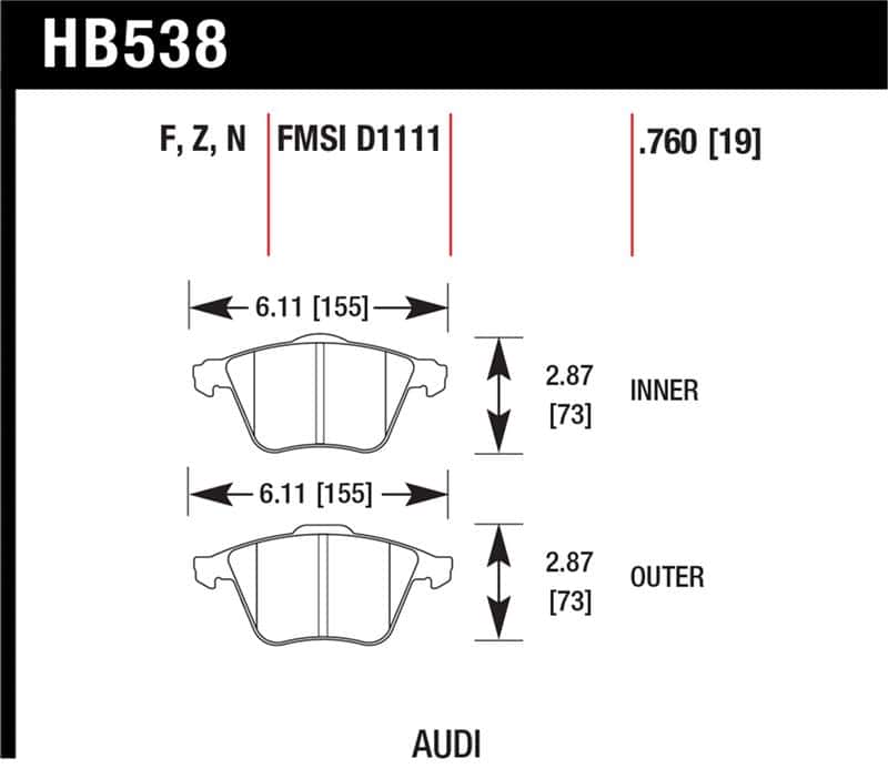 Hawk Performance — Hawk 2009-2009 Audi A4 Cabriolet HPS 5.0 Front Brake Pads
Disc Brake Pad - view 1