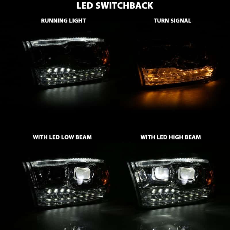 ANZO — ANZO 2009-2018 Dodge Ram 1500 Led Projector Plank Style Switchback H.L Halo Chrome Amber (OE Style)
Head Light Set - view 13