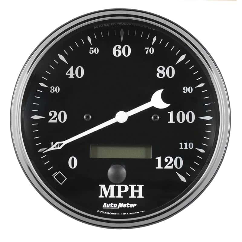 AutoMeter — Auto Meter Gauge Speedo. 5in 120mph Elec. Prog. w/ LCD Odo Old Tyme Black
5" SPEEDO, 120 MPH, - view 1