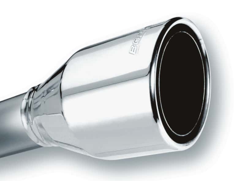 Borla — Borla 2.5in Inlet 4.5in Round Rolled Angle Cut Phantom X 7.75in Long Embossed Universal Exhaust Tips
ExhstTailPipeTip
Tip - Round - view 1