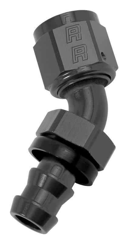 Russell — Russell Performance -6 AN Twist-Lok 45 Degree Hose End (Black)
Hose Fitting - view 3