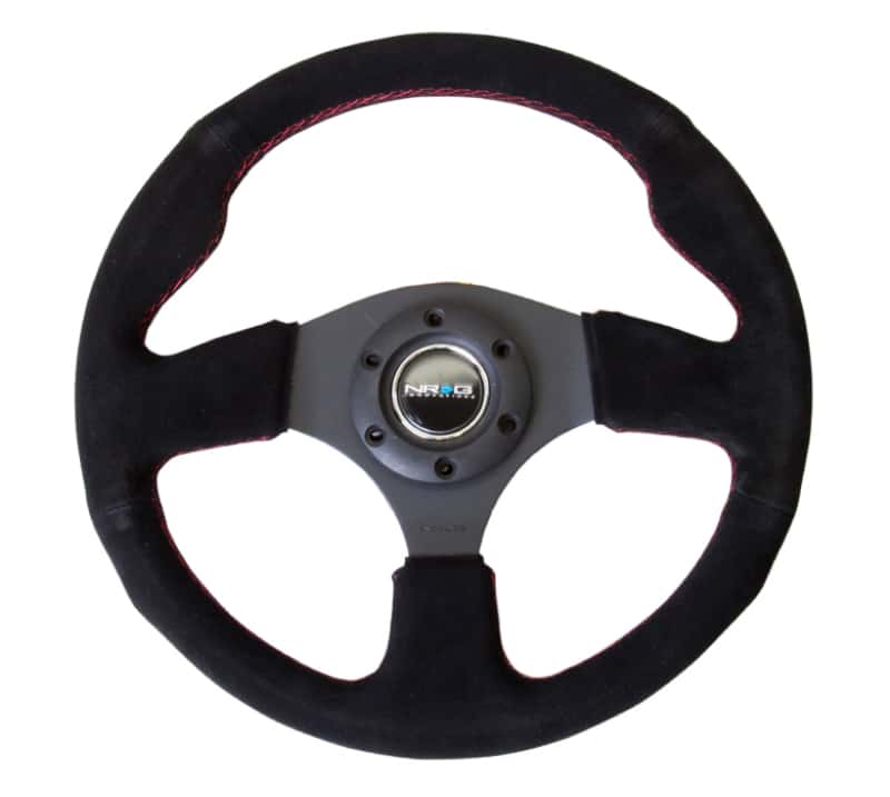 NRG — NRG Reinforced Steering Wheel (320mm) Suede w/Red Stitch - view 1