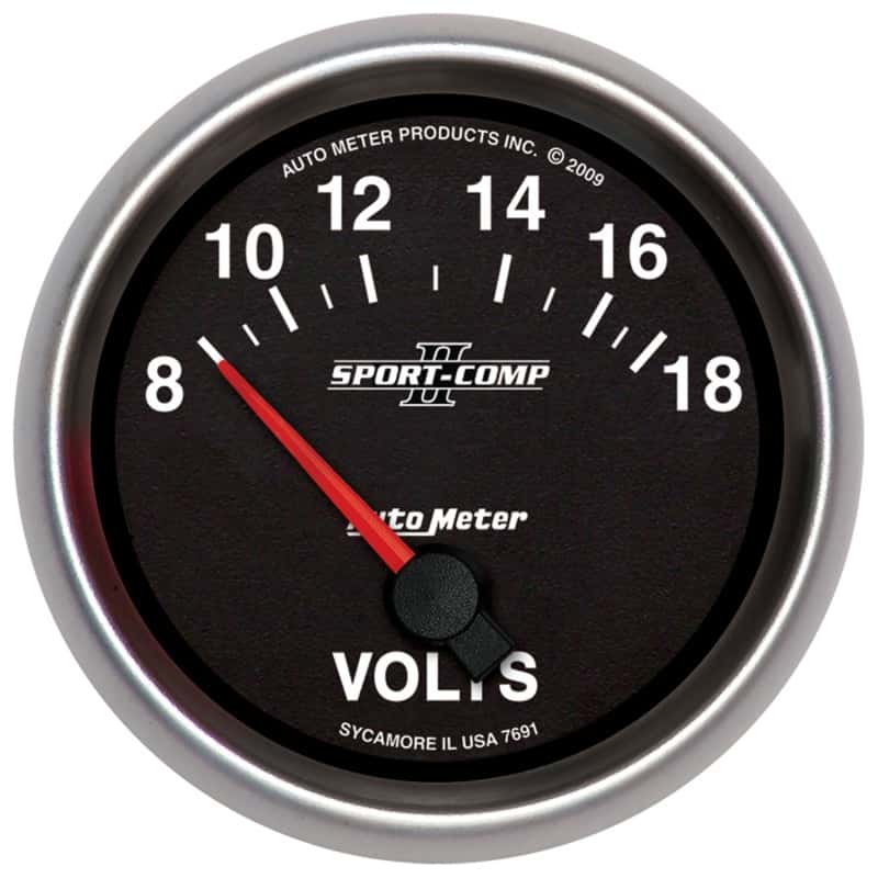 AutoMeter — Autometer Sport-Comp II 2-5/8in 18V Electrical Voltmeter Gauge
2-5/8" VOLTMETER, 8- - view 1